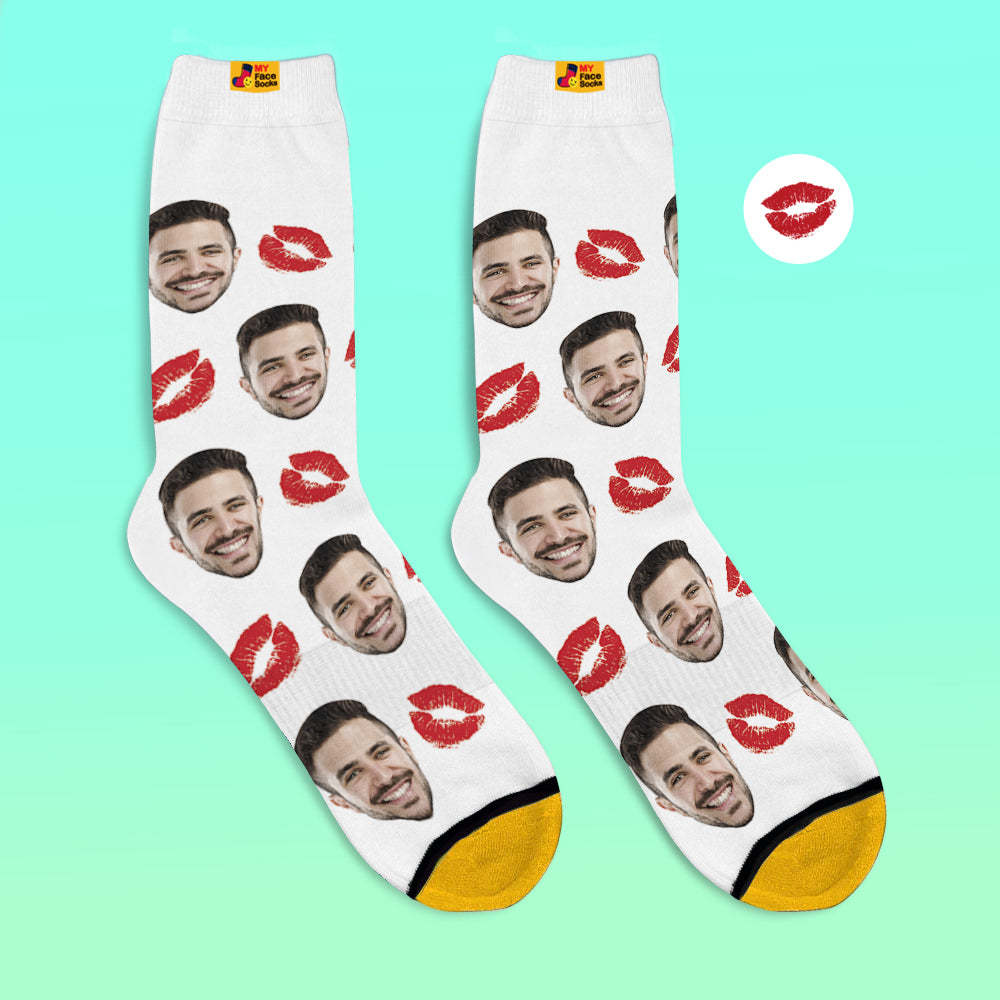 Calcetines Impresos Digitales 3d Personalizados Calcetines Personalizados Agregar Imágenes Y Nombre Kiss - MyFaceSocksMX