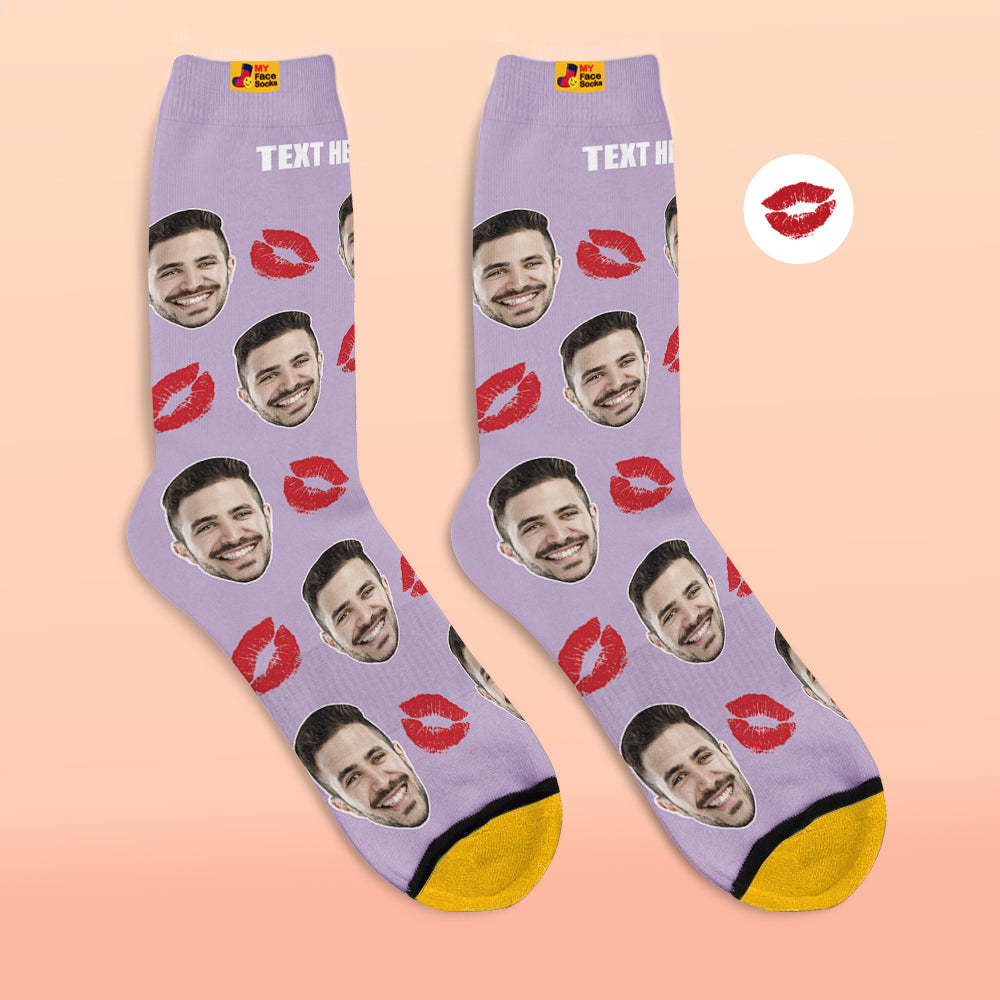 Calcetines Impresos Digitales 3d Personalizados Calcetines Personalizados Agregar Imágenes Y Nombre Kiss - MyFaceSocksMX