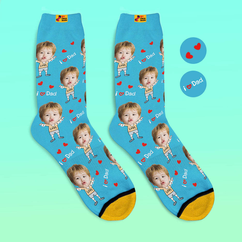 Calcetines De Cara Personalizados Foto Calcetines Impresos Digitales En 3d I Love Dad - MyFaceSocksMX