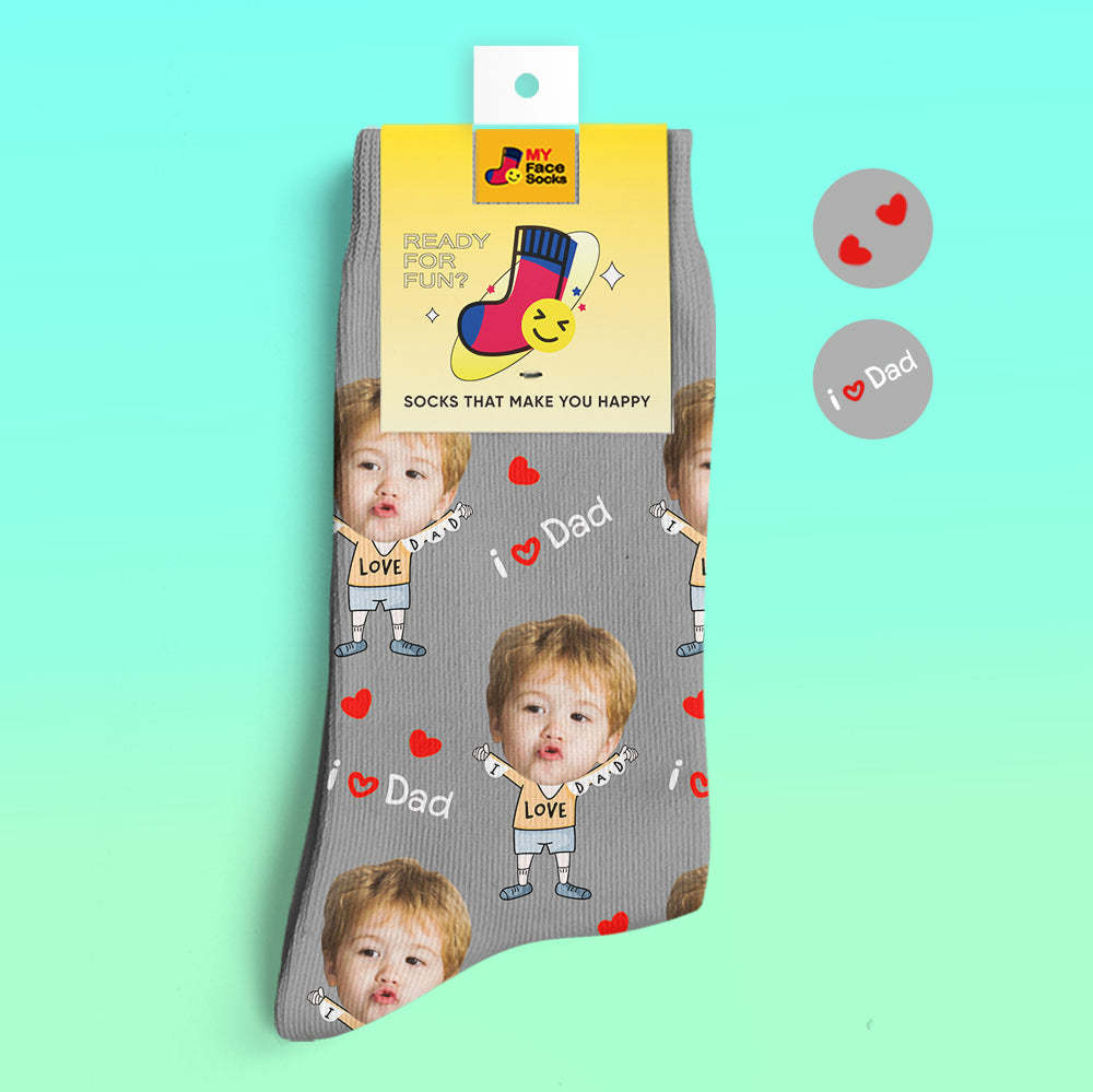 Calcetines De Cara Personalizados Foto Calcetines Impresos Digitales En 3d I Love Dad - MyFaceSocksMX