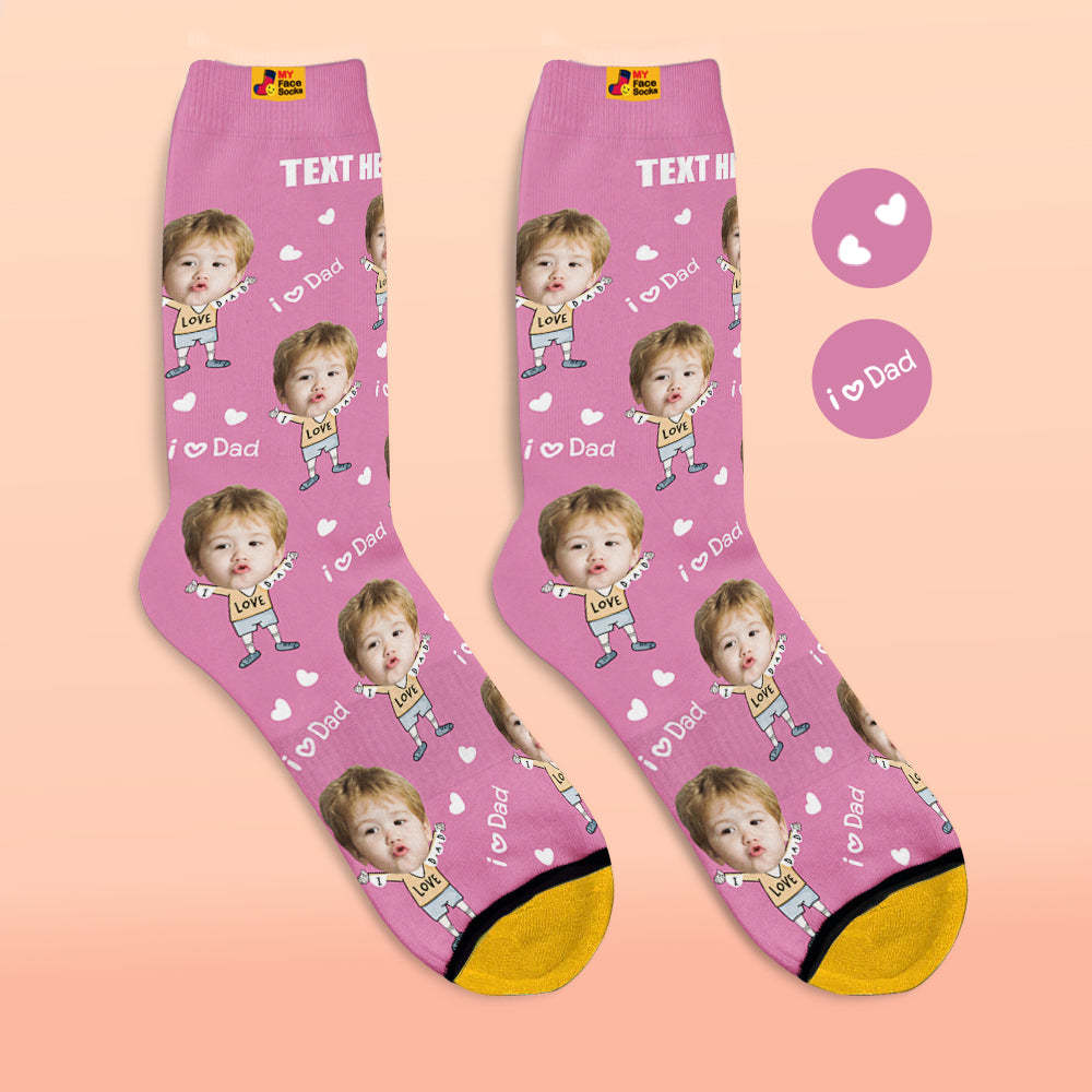 Calcetines De Cara Personalizados Foto Calcetines Impresos Digitales En 3d Añadir Nombre I Love Dad - MyFaceSocksMX