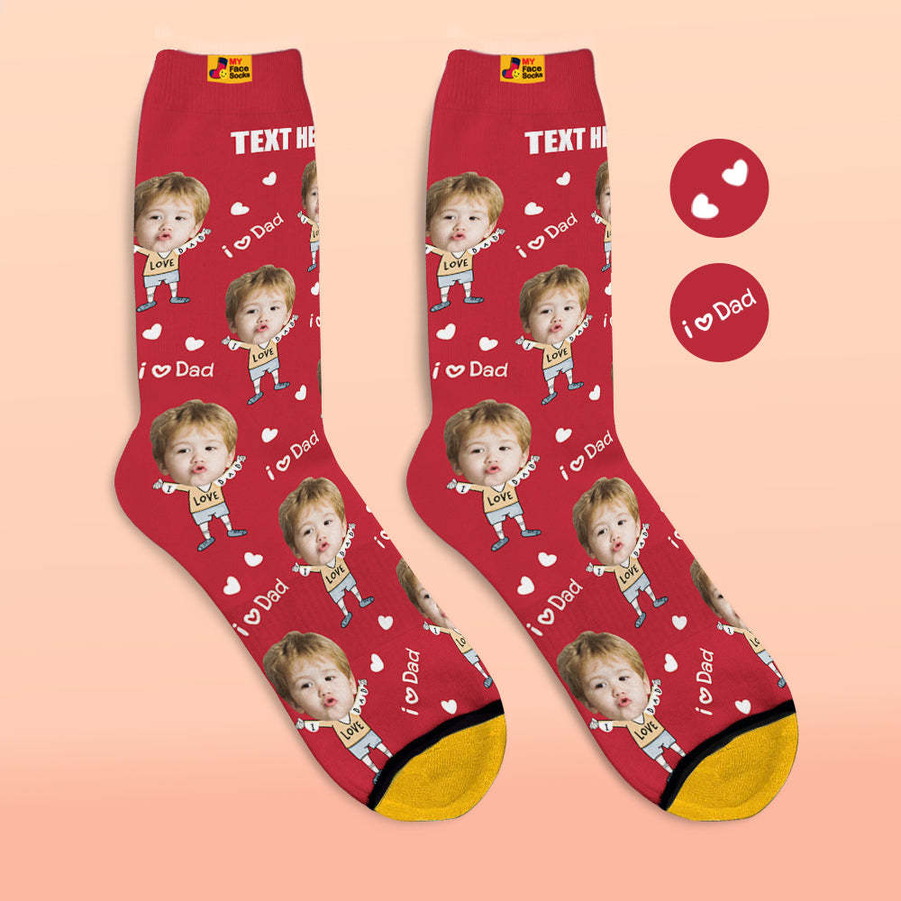 Calcetines De Cara Personalizados Foto Calcetines Impresos Digitales En 3d Añadir Nombre I Love Dad - MyFaceSocksMX