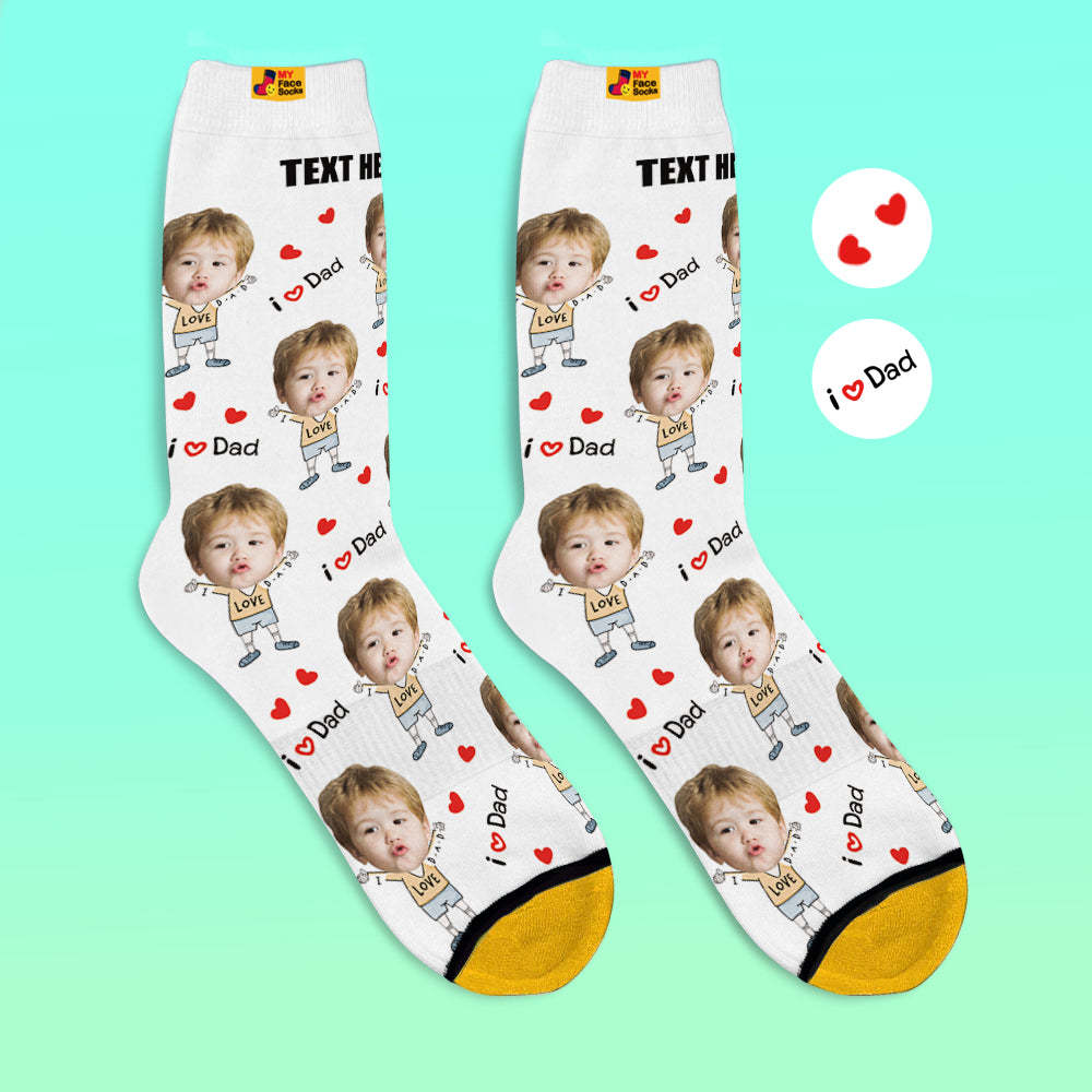 Calcetines De Cara Personalizados Foto Calcetines Impresos Digitales En 3d Añadir Nombre I Love Dad - MyFaceSocksMX