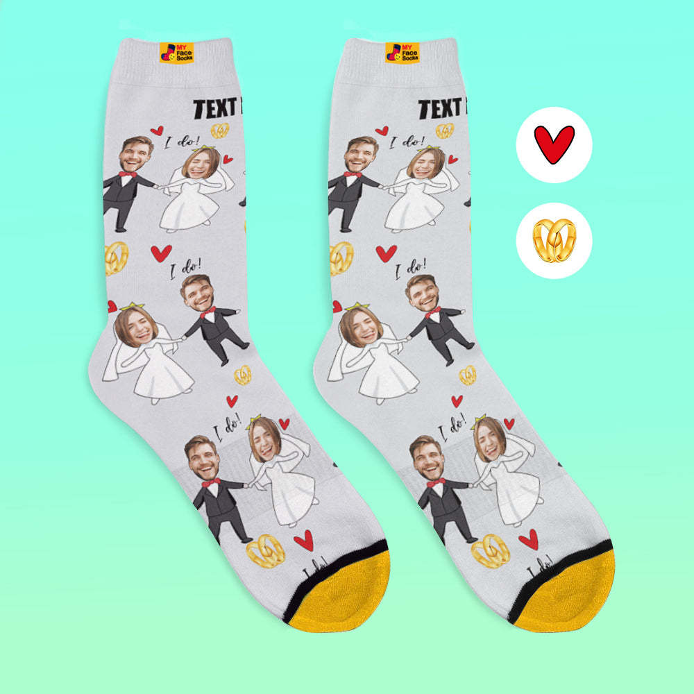 Calcetines Impresos Digitalmente En 3d Personalizados My Face Socks Agregue Imágenes Y Nombre - Vestido De Novia - MyFaceSocksMX