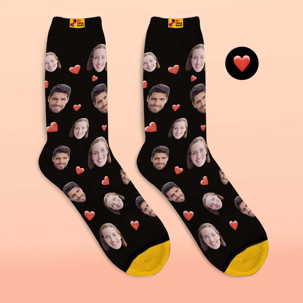 Calcetines Impresos Digitales 3d Personalizados Calcetines De Corazón Suave De La Serie De Dulces Coloridos - MyFaceSocksMX