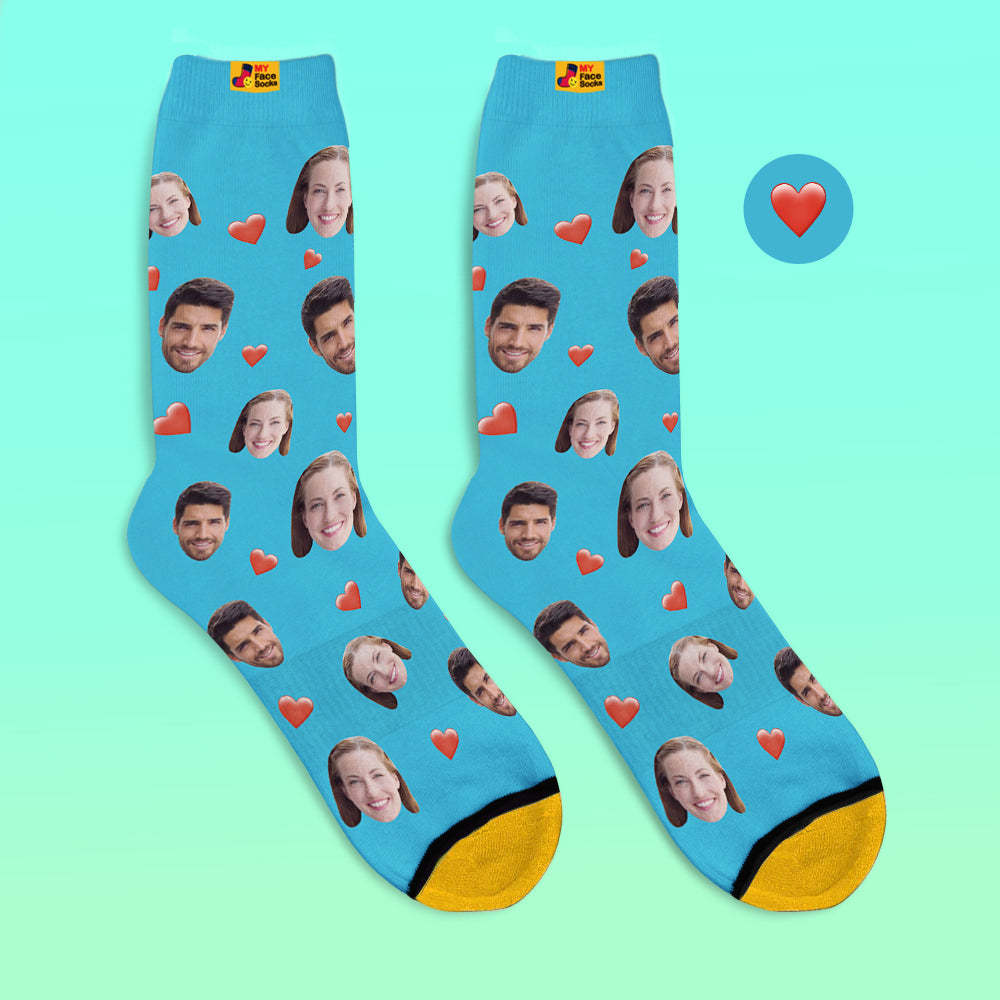 Calcetines Impresos Digitales 3d Personalizados Calcetines De Corazón Suave De La Serie De Dulces Coloridos - MyFaceSocksMX