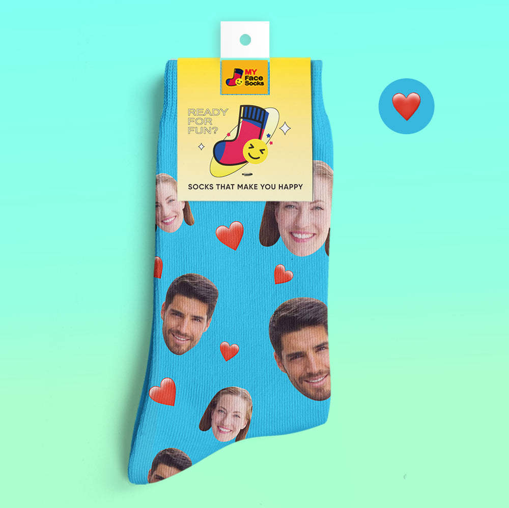 Calcetines Impresos Digitales 3d Personalizados Calcetines De Corazón Suave De La Serie De Dulces Coloridos - MyFaceSocksMX