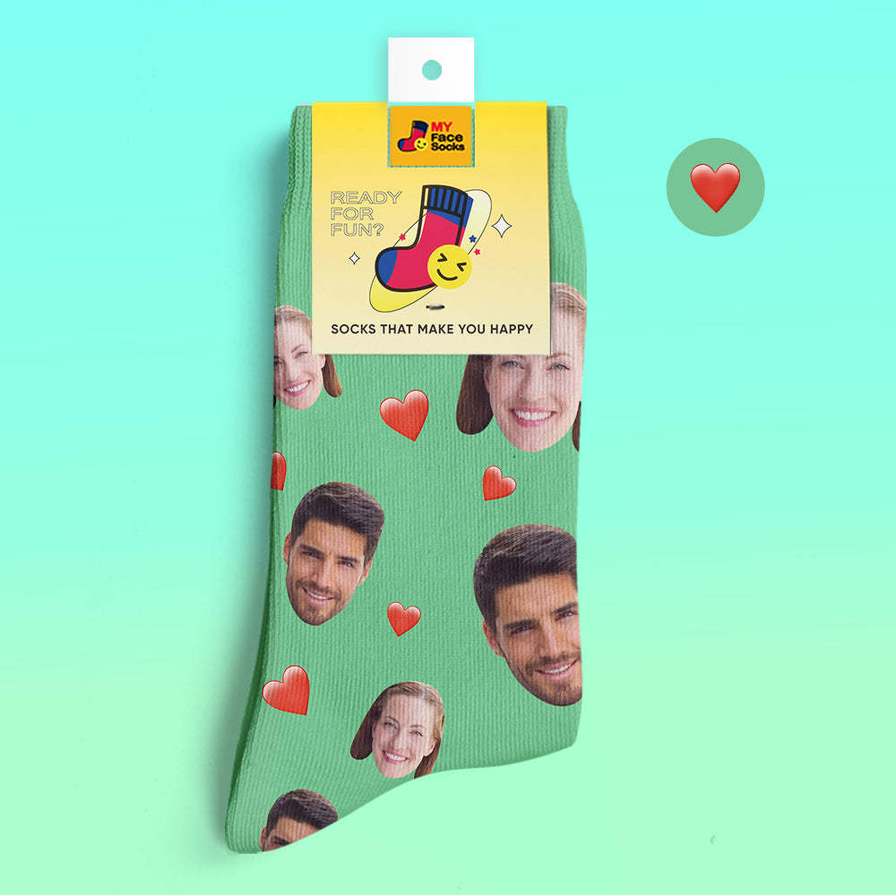 Calcetines Impresos Digitales 3d Personalizados Calcetines De Corazón Suave De La Serie De Dulces Coloridos - MyFaceSocksMX