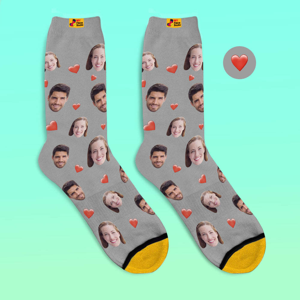 Calcetines Impresos Digitales 3d Personalizados Calcetines De Corazón Suave De La Serie De Dulces Coloridos - MyFaceSocksMX