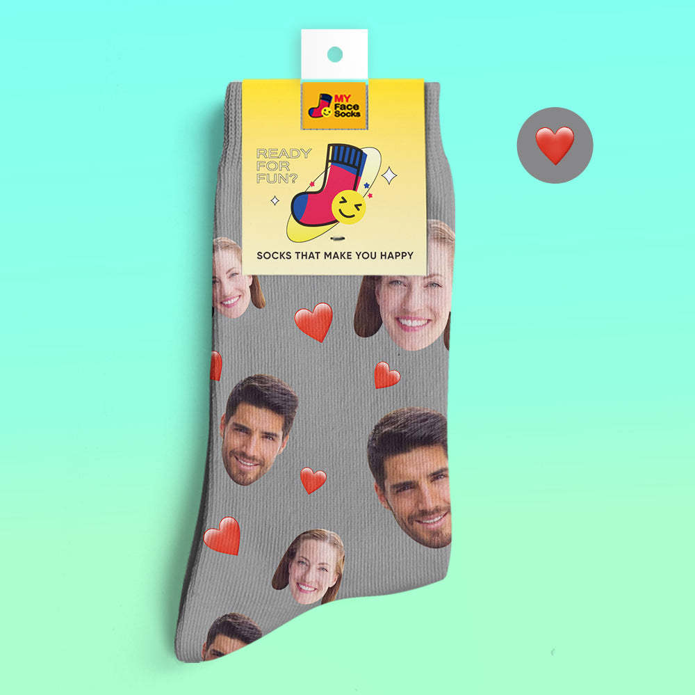 Calcetines Impresos Digitales 3d Personalizados Calcetines De Corazón Suave De La Serie De Dulces Coloridos - MyFaceSocksMX