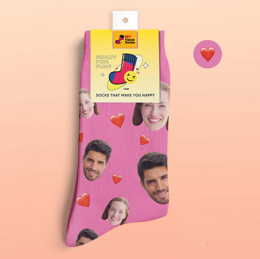 Calcetines Impresos Digitales 3d Personalizados Calcetines De Corazón Suave De La Serie De Dulces Coloridos - MyFaceSocksMX