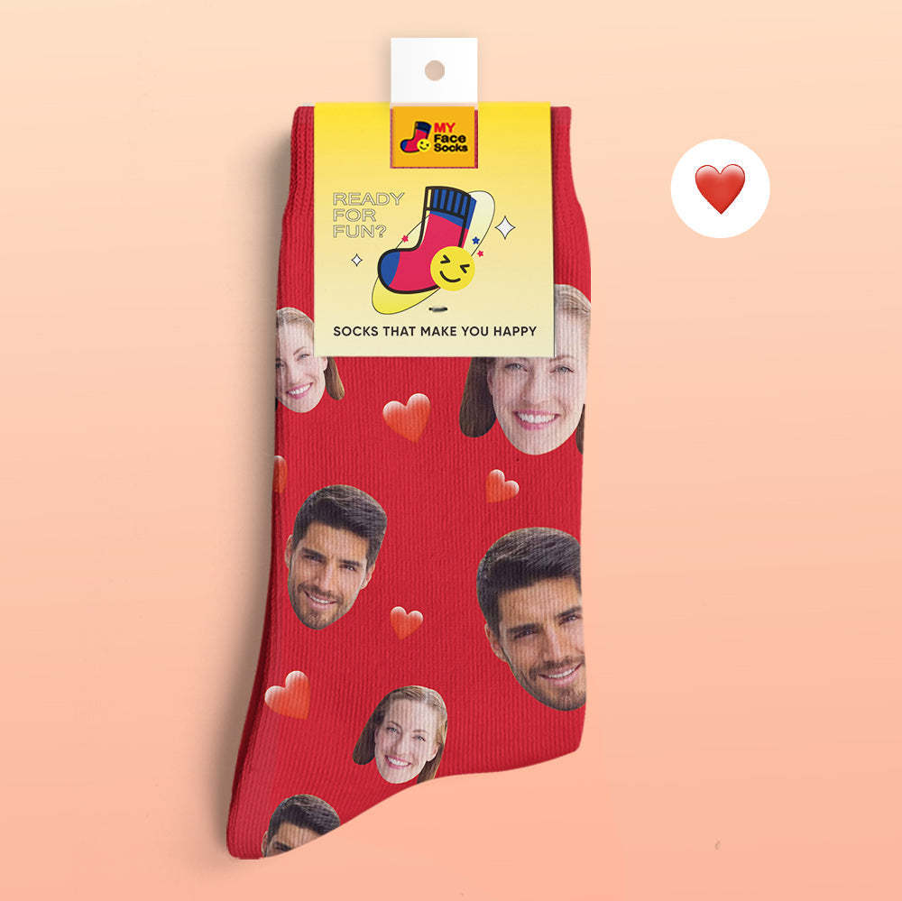 Calcetines Impresos Digitales 3d Personalizados Calcetines De Corazón Suave De La Serie De Dulces Coloridos - MyFaceSocksMX