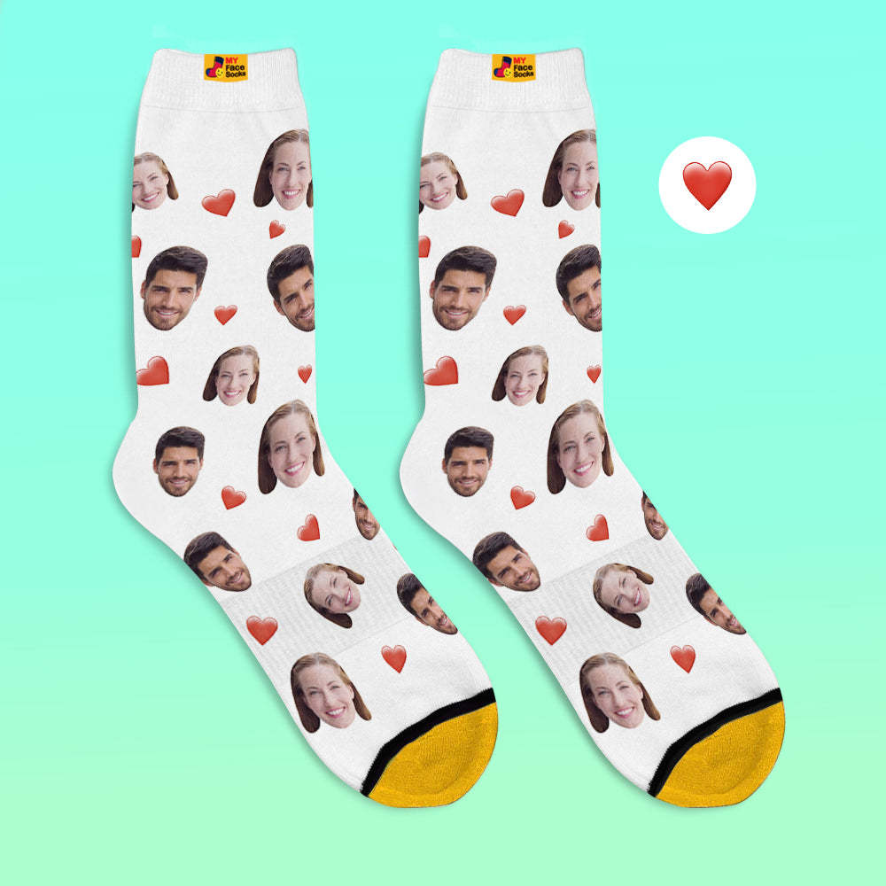 Calcetines Impresos Digitales 3d Personalizados Calcetines De Corazón Suave De La Serie De Dulces Coloridos - MyFaceSocksMX