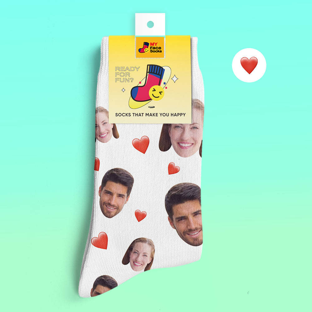 Calcetines Impresos Digitales 3d Personalizados Calcetines De Corazón Suave De La Serie De Dulces Coloridos - MyFaceSocksMX