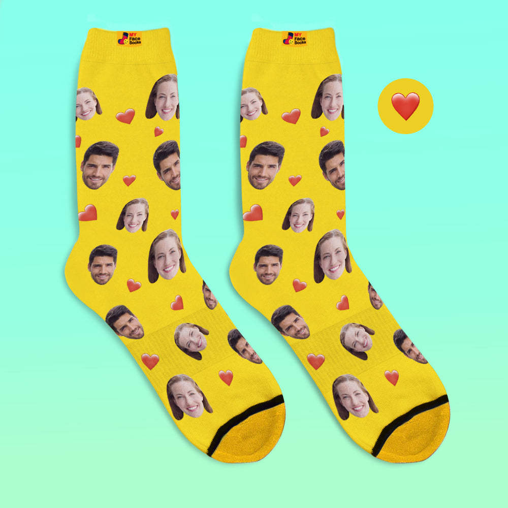 Calcetines Impresos Digitales 3d Personalizados Calcetines De Corazón Suave De La Serie De Dulces Coloridos - MyFaceSocksMX