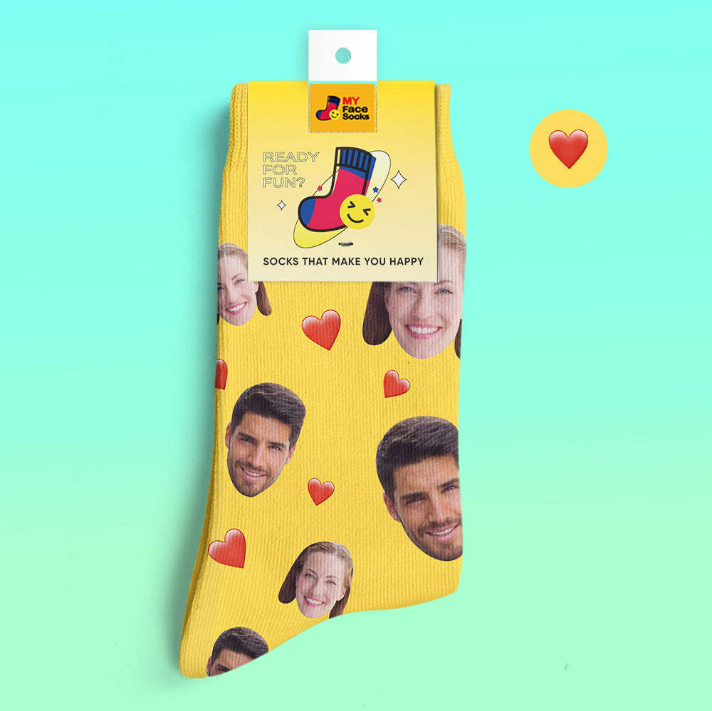 Calcetines Impresos Digitales 3d Personalizados Calcetines De Corazón Suave De La Serie De Dulces Coloridos - MyFaceSocksMX