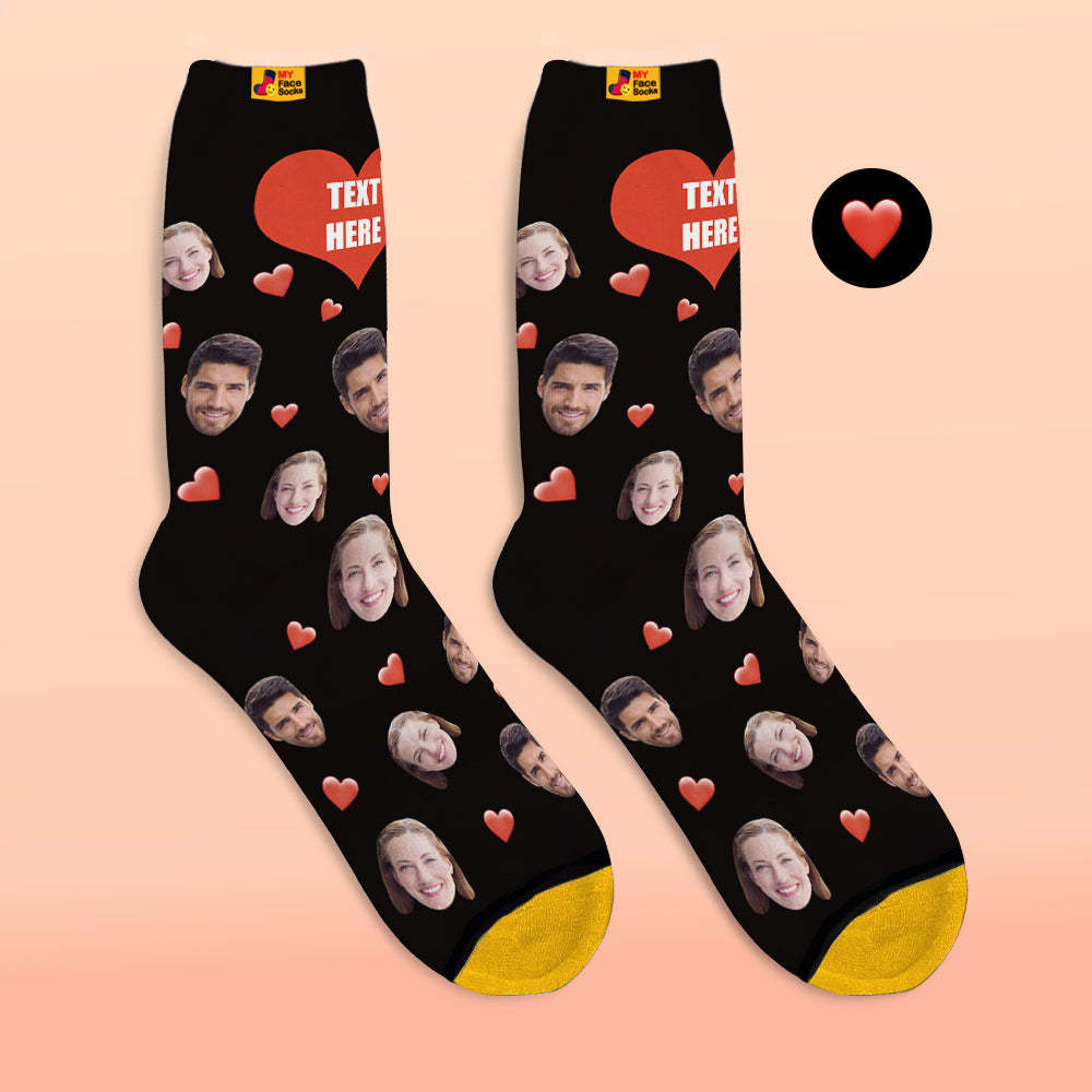 Calcetines Impresos Digitales 3d Personalizados Calcetines De Corazón Suave De La Serie De Dulces Coloridos - MyFaceSocksMX