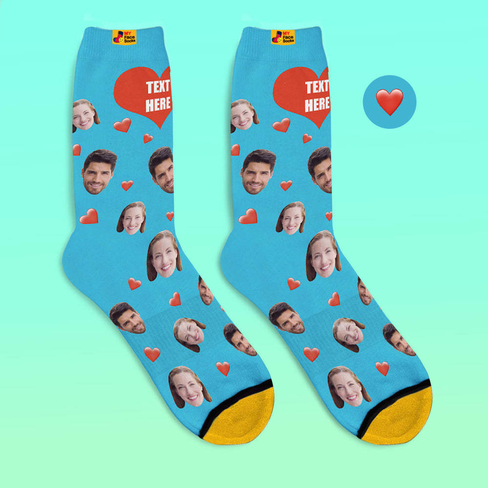 Calcetines Impresos Digitales 3d Personalizados Calcetines De Corazón Suave De La Serie De Dulces Coloridos - MyFaceSocksMX