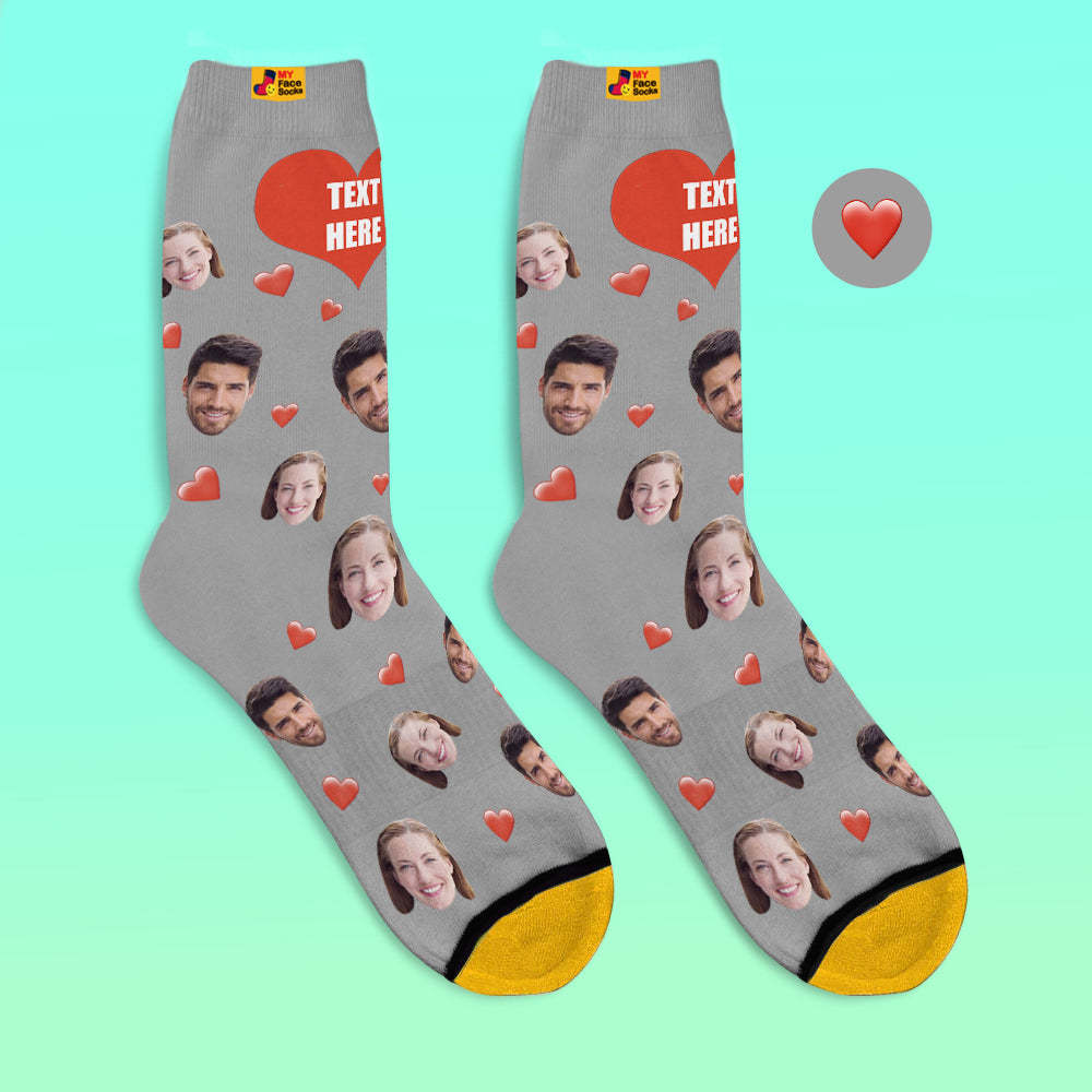 Calcetines Impresos Digitales 3d Personalizados Calcetines De Corazón Suave De La Serie De Dulces Coloridos - MyFaceSocksMX