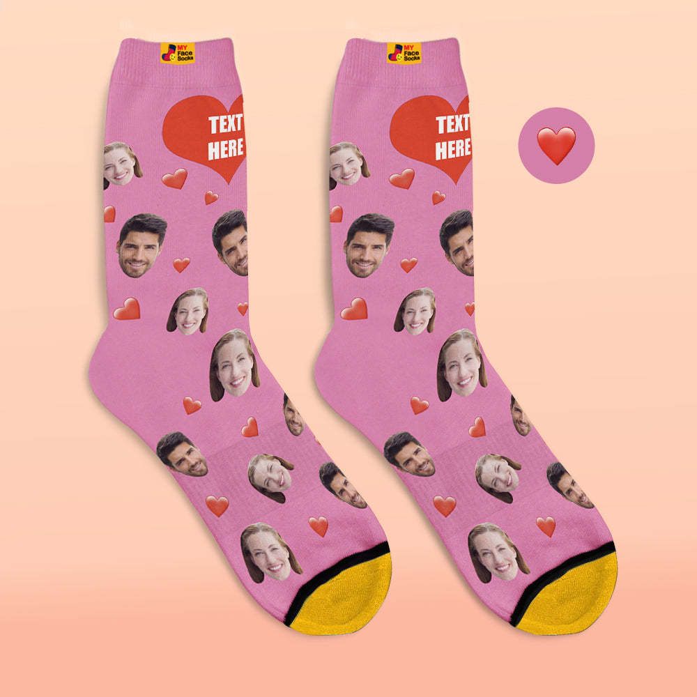 Calcetines Impresos Digitales 3d Personalizados Calcetines De Corazón Suave De La Serie De Dulces Coloridos - MyFaceSocksMX