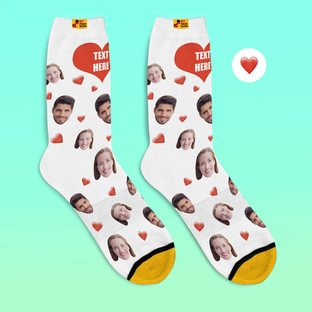 Calcetines Impresos Digitales 3d Personalizados Calcetines De Corazón Suave De La Serie De Dulces Coloridos - MyFaceSocksMX