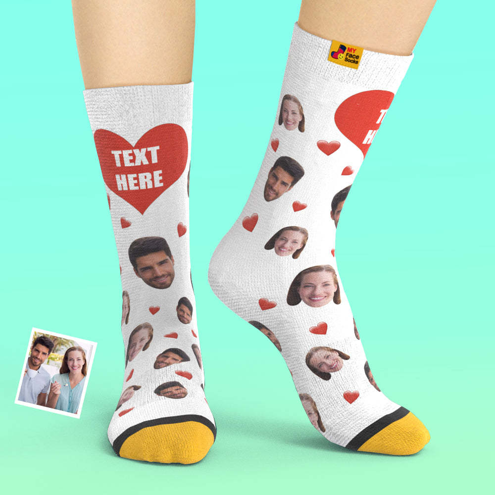 Calcetines Impresos Digitales 3d Personalizados Calcetines De Corazón Suave De La Serie De Dulces Coloridos - MyFaceSocksMX