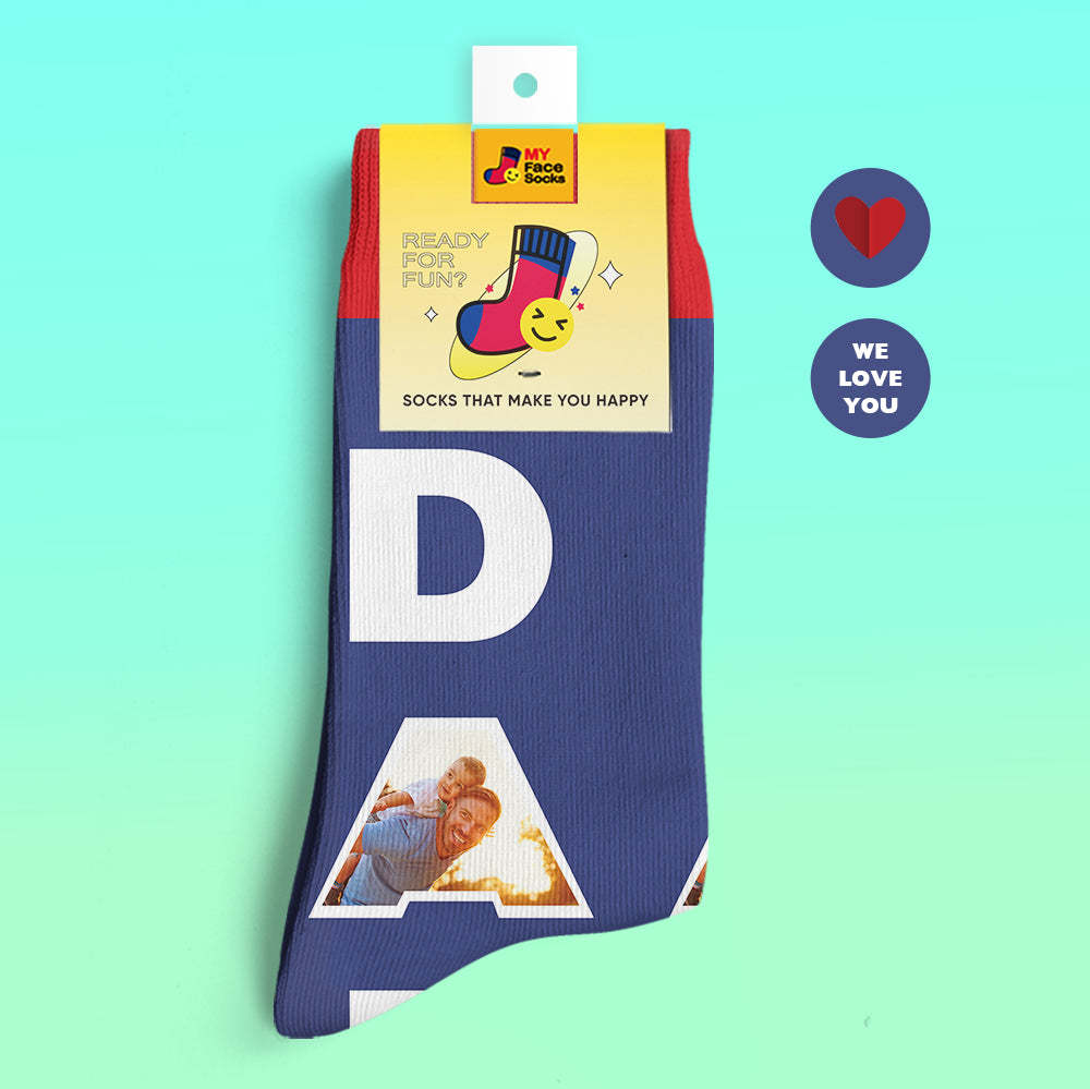 Calcetines Impresos Digitales 3d Personalizados Te Amamos Regalos Para Calcetines De Papá - MyFaceSocksMX