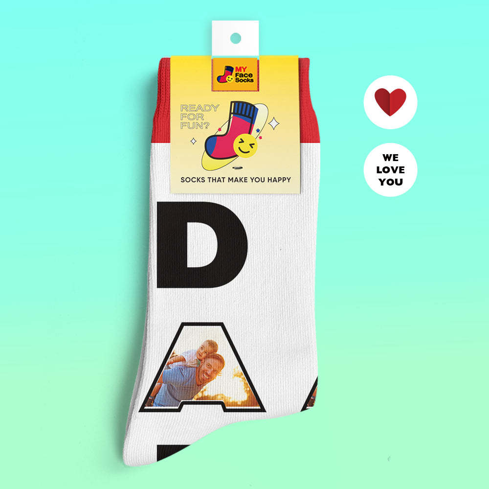 Calcetines Impresos Digitales 3d Personalizados Te Amamos Regalos Para Calcetines De Papá - MyFaceSocksMX