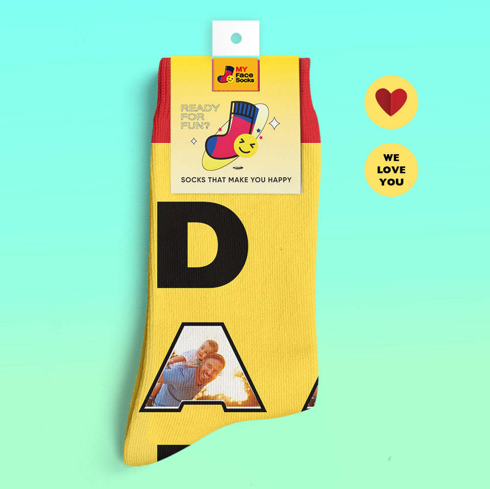 Calcetines Impresos Digitales 3d Personalizados Te Amamos Regalos Para Calcetines De Papá - MyFaceSocksMX
