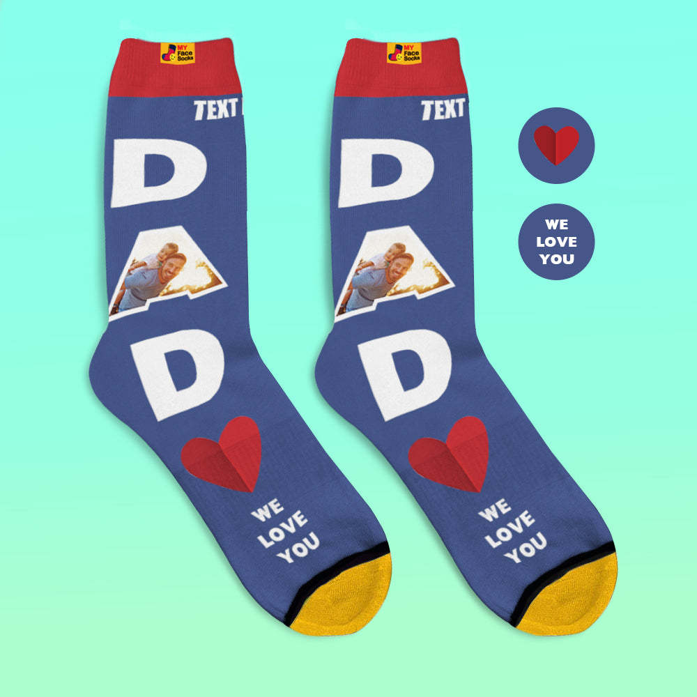 Calcetines Impresos Digitales 3d Personalizados Te Amamos Regalos Para Calcetines De Papá - MyFaceSocksMX