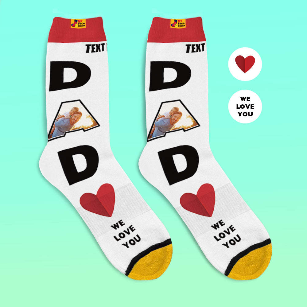 Calcetines Impresos Digitales 3d Personalizados Te Amamos Regalos Para Calcetines De Papá - MyFaceSocksMX