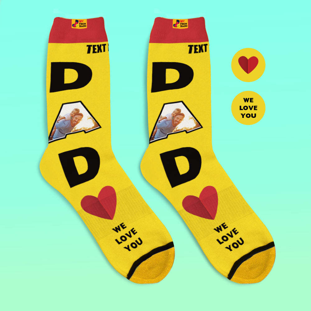 Calcetines Impresos Digitales 3d Personalizados Te Amamos Regalos Para Calcetines De Papá - MyFaceSocksMX