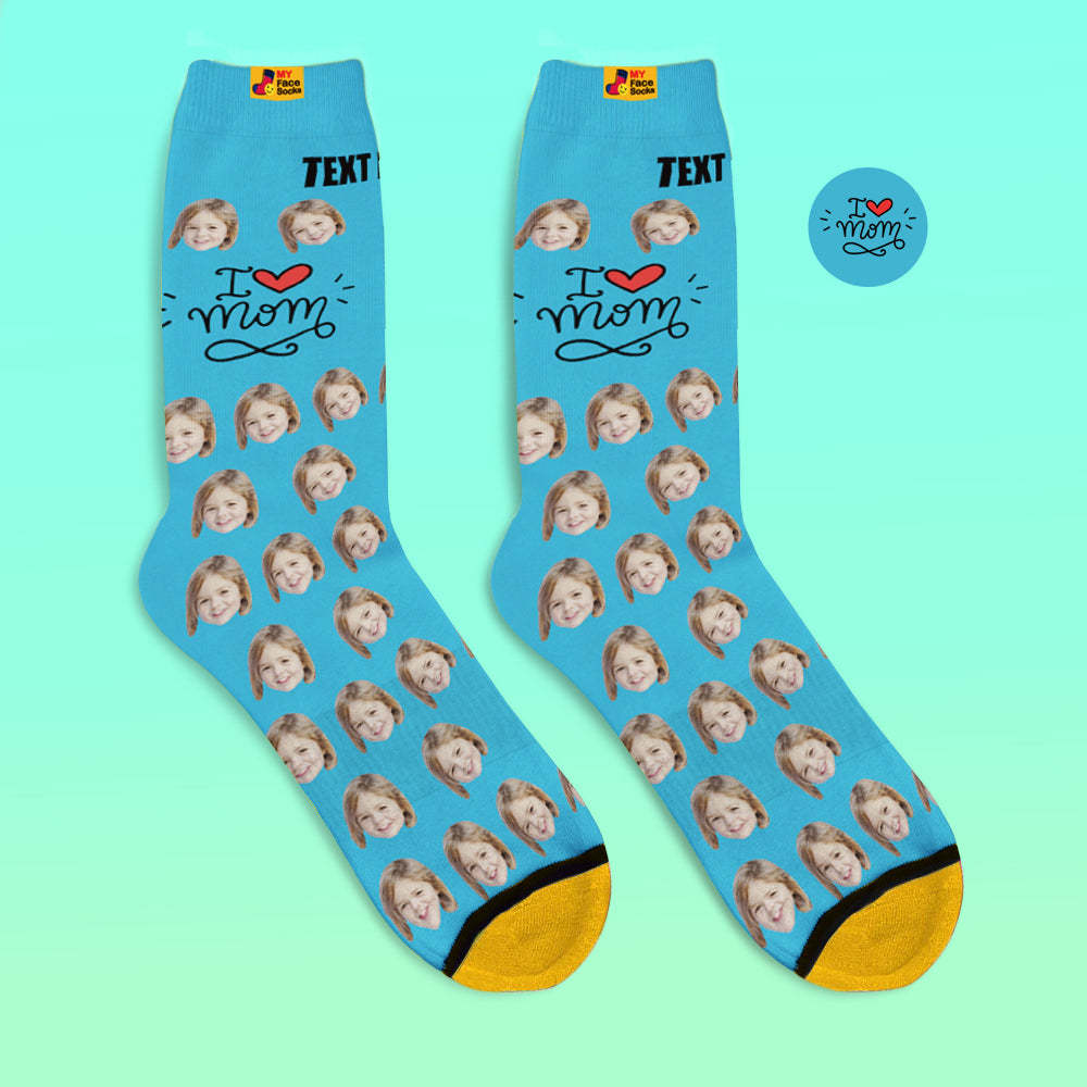 Calcetines Impresos Digitales 3d Personalizados Regalos Para Madre I Love Mom - MyFaceSocksMX