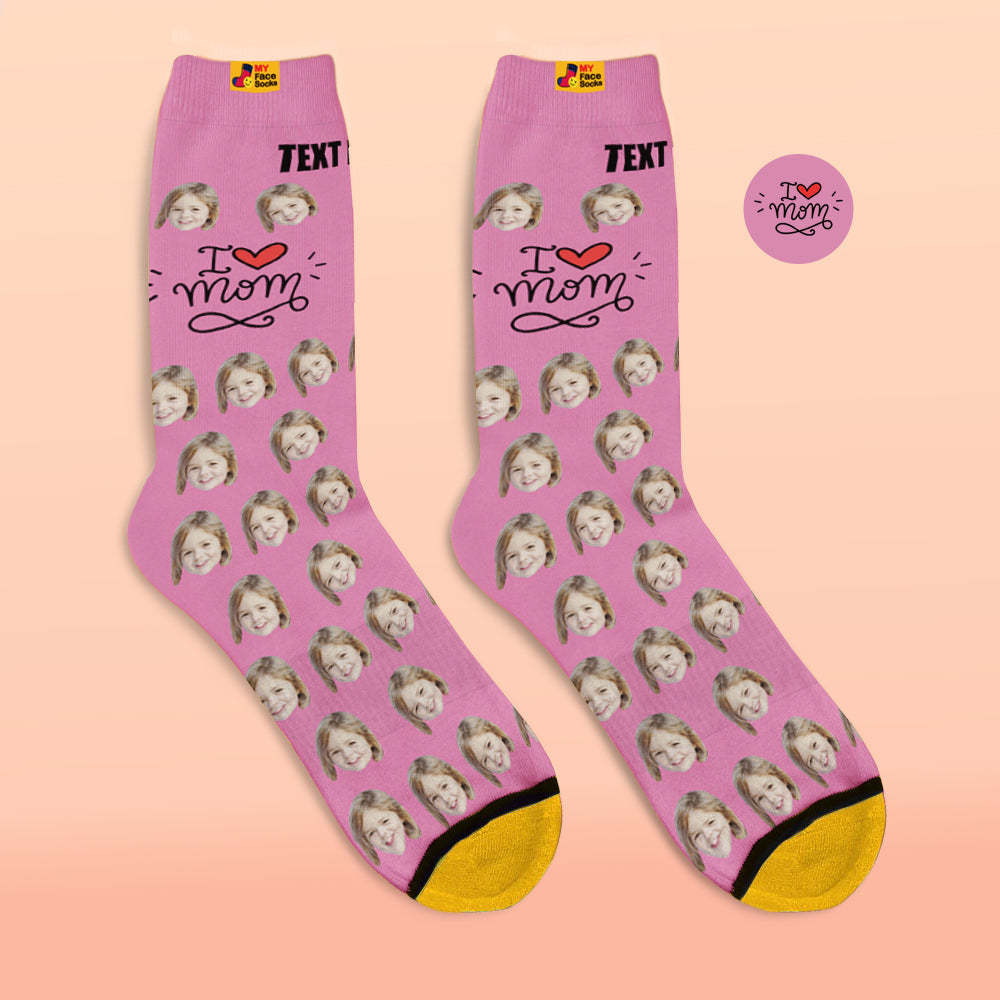 Calcetines Impresos Digitales 3d Personalizados Regalos Para Madre I Love Mom - MyFaceSocksMX