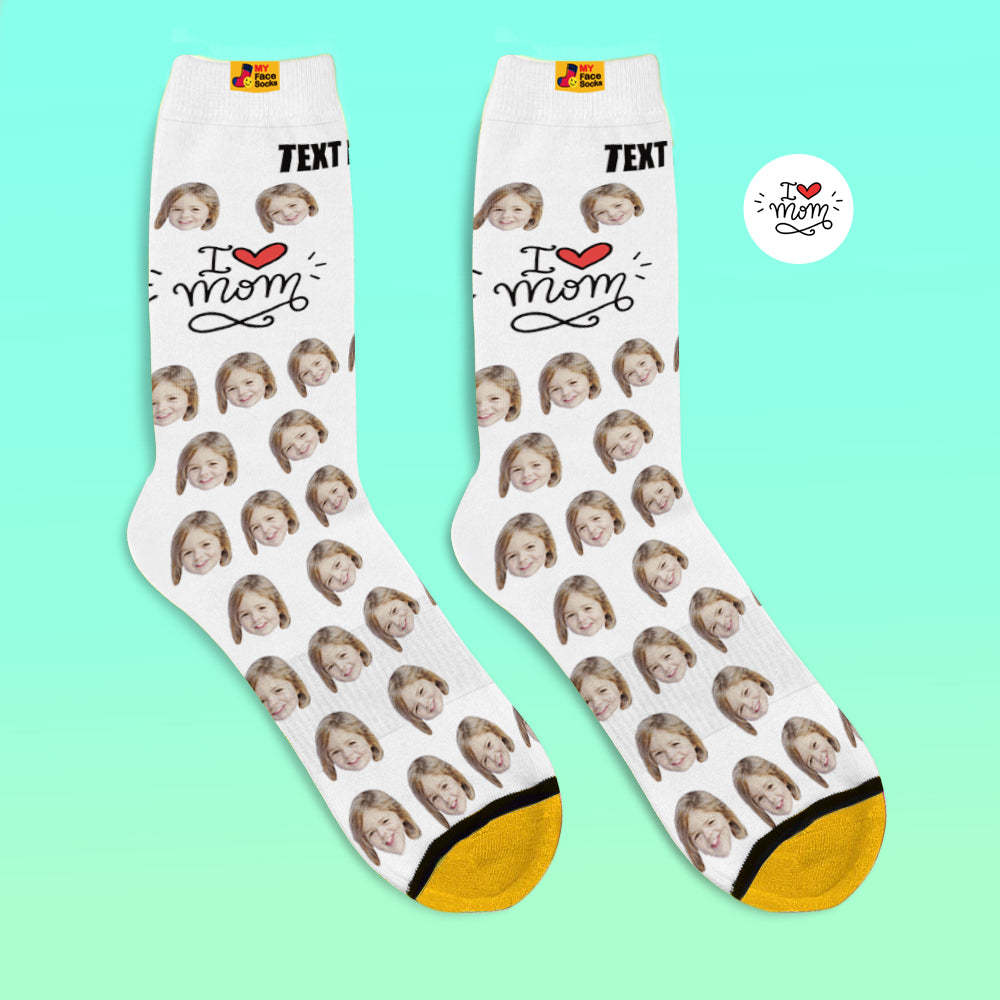 Calcetines Impresos Digitales 3d Personalizados Regalos Para Madre I Love Mom - MyFaceSocksMX