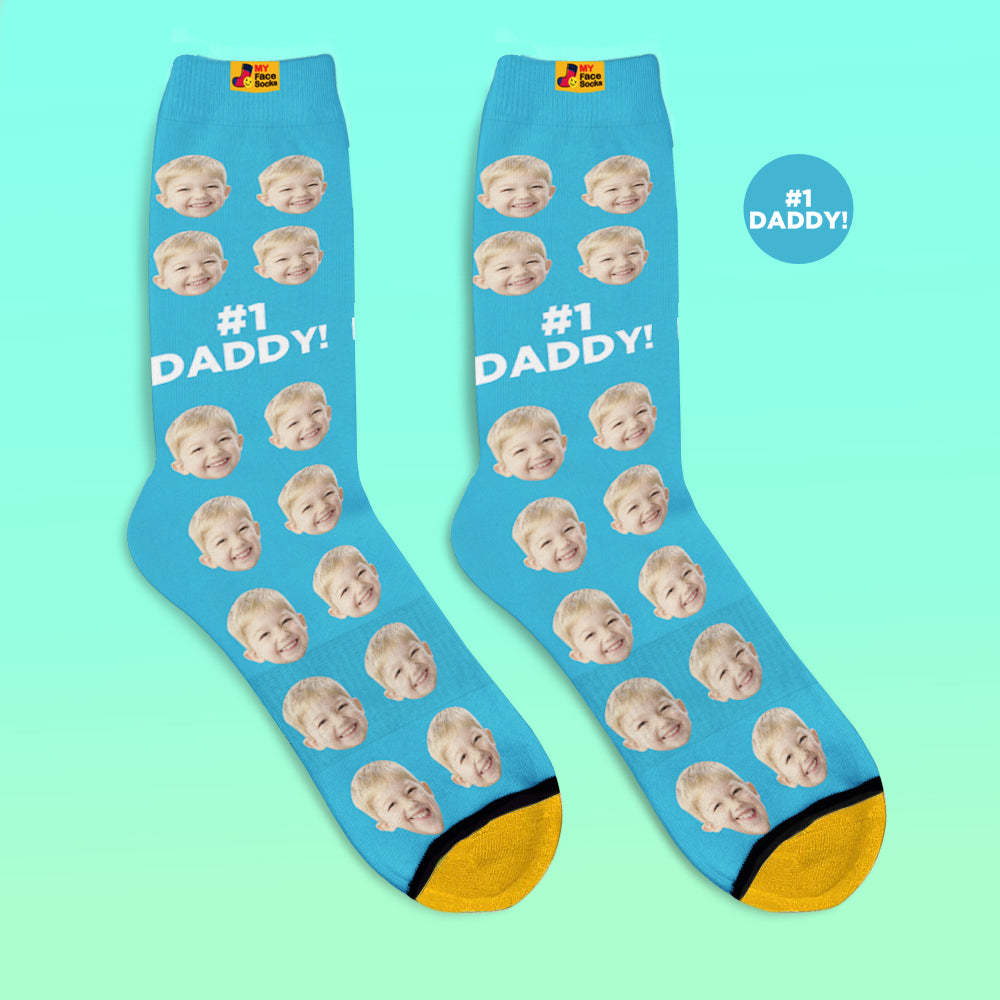 Calcetines Personalizados Con Impresión Digital En 3d Agregar Imágenes Y Nombres Calcetines Regalos Para Papá # 1 Papá - MyFaceSocksMX