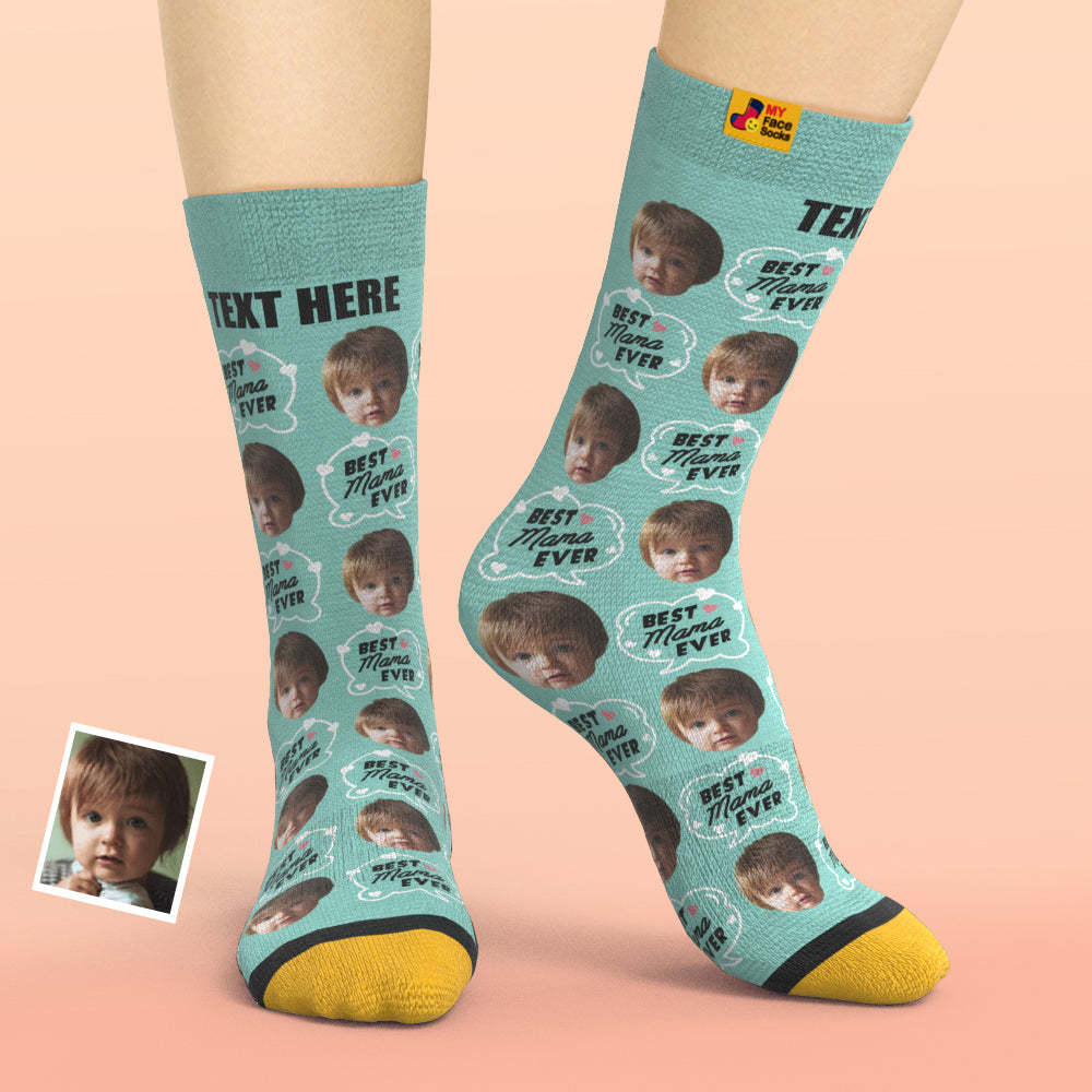 Calcetines Impresos Digitalmente En 3d Personalizados My Face Socks Agregue Imágenes Y Nombre - Best Mom Ever - MyFaceSocksMX