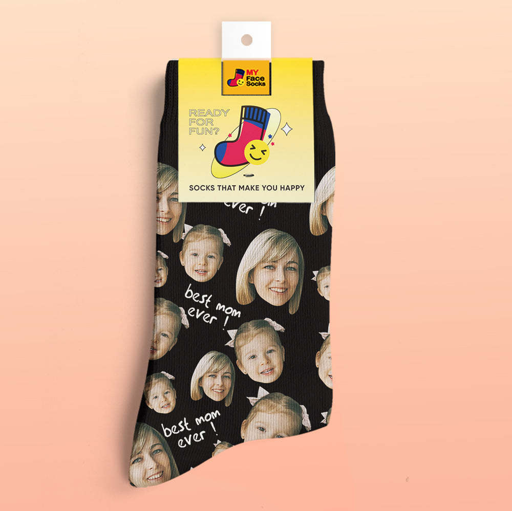 Calcetines Impresos Digitales 3d Personalizados Regalos Para La Madre La Mejor Mamá De Todos Los Tiempos - MyFaceSocksMX