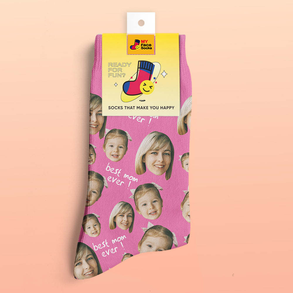 Calcetines Impresos Digitales 3d Personalizados Regalos Para La Madre La Mejor Mamá De Todos Los Tiempos - MyFaceSocksMX