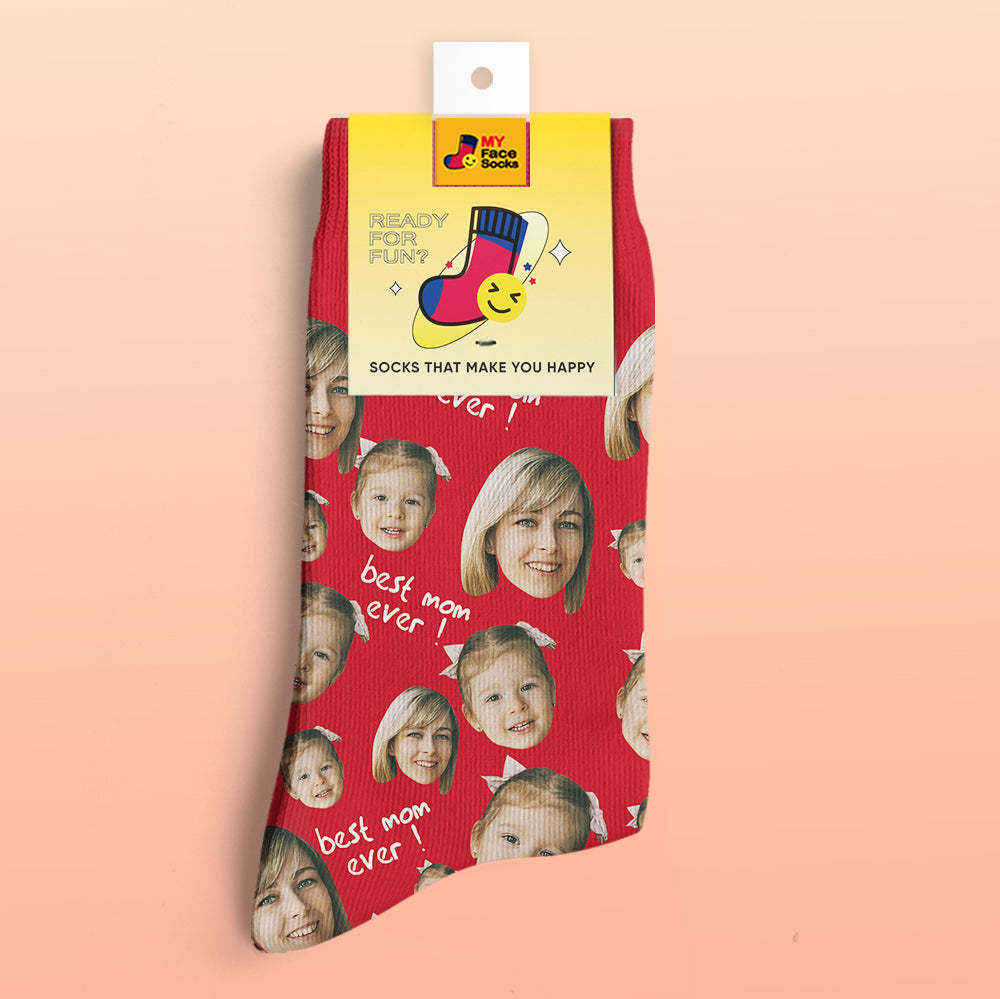 Calcetines Impresos Digitales 3d Personalizados Regalos Para La Madre La Mejor Mamá De Todos Los Tiempos - MyFaceSocksMX