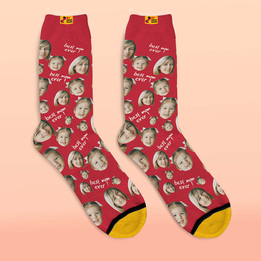 Calcetines Impresos Digitales 3d Personalizados Regalos Para La Madre La Mejor Mamá De Todos Los Tiempos - MyFaceSocksMX