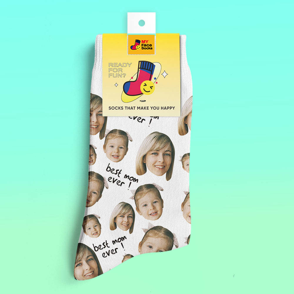 Calcetines Impresos Digitales 3d Personalizados Regalos Para La Madre La Mejor Mamá De Todos Los Tiempos - MyFaceSocksMX