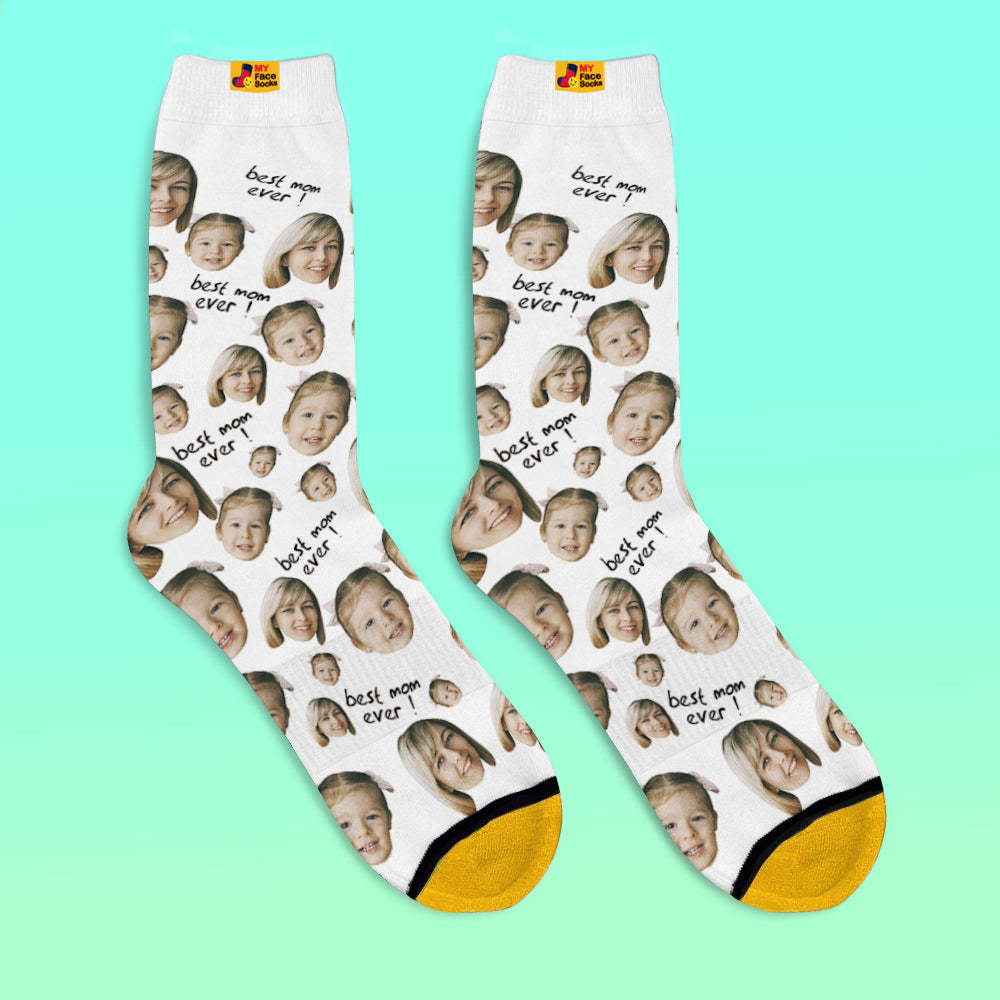 Calcetines Impresos Digitales 3d Personalizados Regalos Para La Madre La Mejor Mamá De Todos Los Tiempos - MyFaceSocksMX