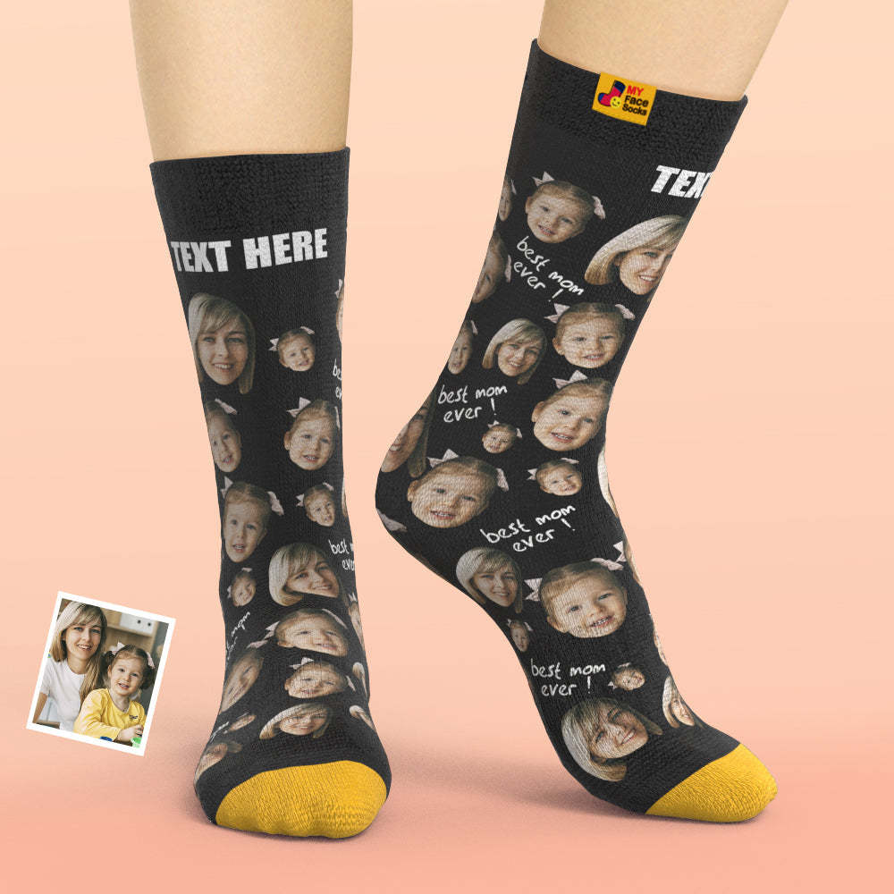 Calcetines Impresos Digitales 3d Personalizados Regalos Para La Madre La Mejor Mamá De Todos Los Tiempos - MyFaceSocksMX