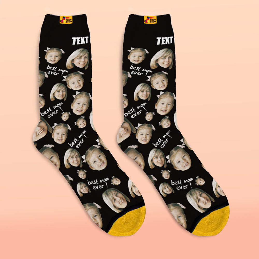 Calcetines Impresos Digitales 3d Personalizados Regalos Para La Madre La Mejor Mamá De Todos Los Tiempos - MyFaceSocksMX