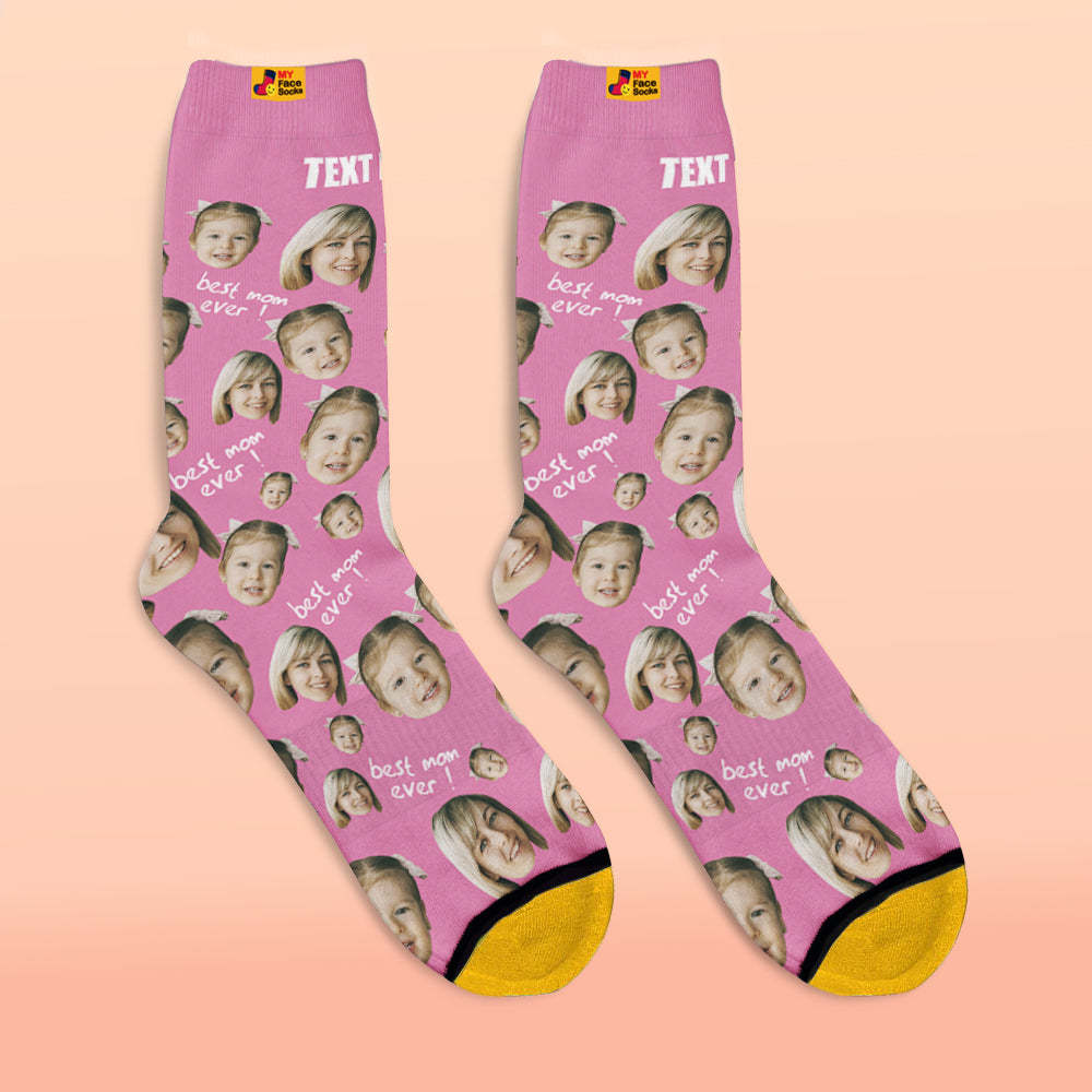 Calcetines Impresos Digitales 3d Personalizados Regalos Para La Madre La Mejor Mamá De Todos Los Tiempos - MyFaceSocksMX