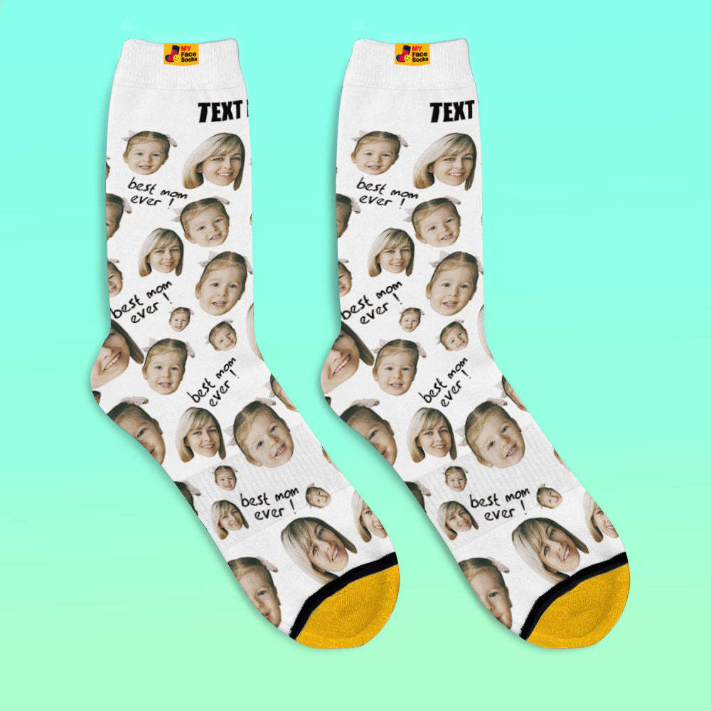 Calcetines Impresos Digitales 3d Personalizados Regalos Para La Madre La Mejor Mamá De Todos Los Tiempos - MyFaceSocksMX