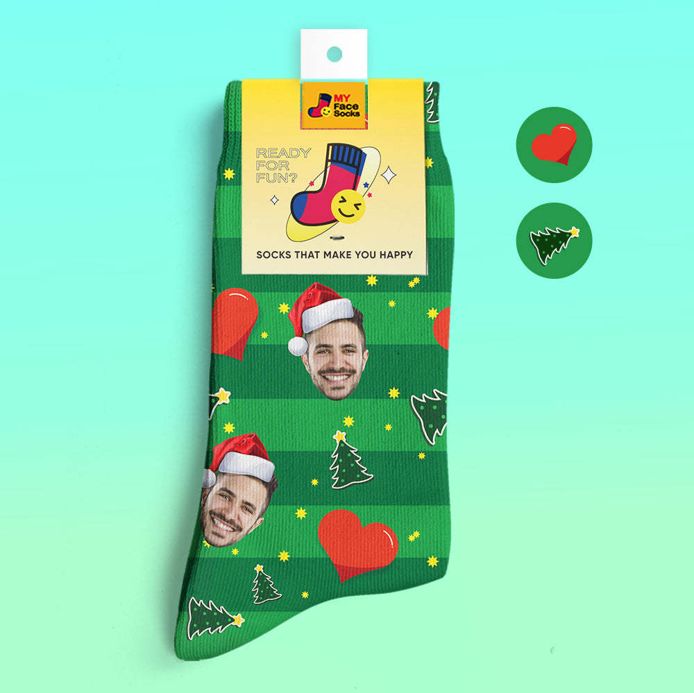 Calcetines Impresos Digitalmente En 3d Personalizados My Face Socks Agregue Imágenes Y Nombre - Christmas Heart - MyFaceSocksMX