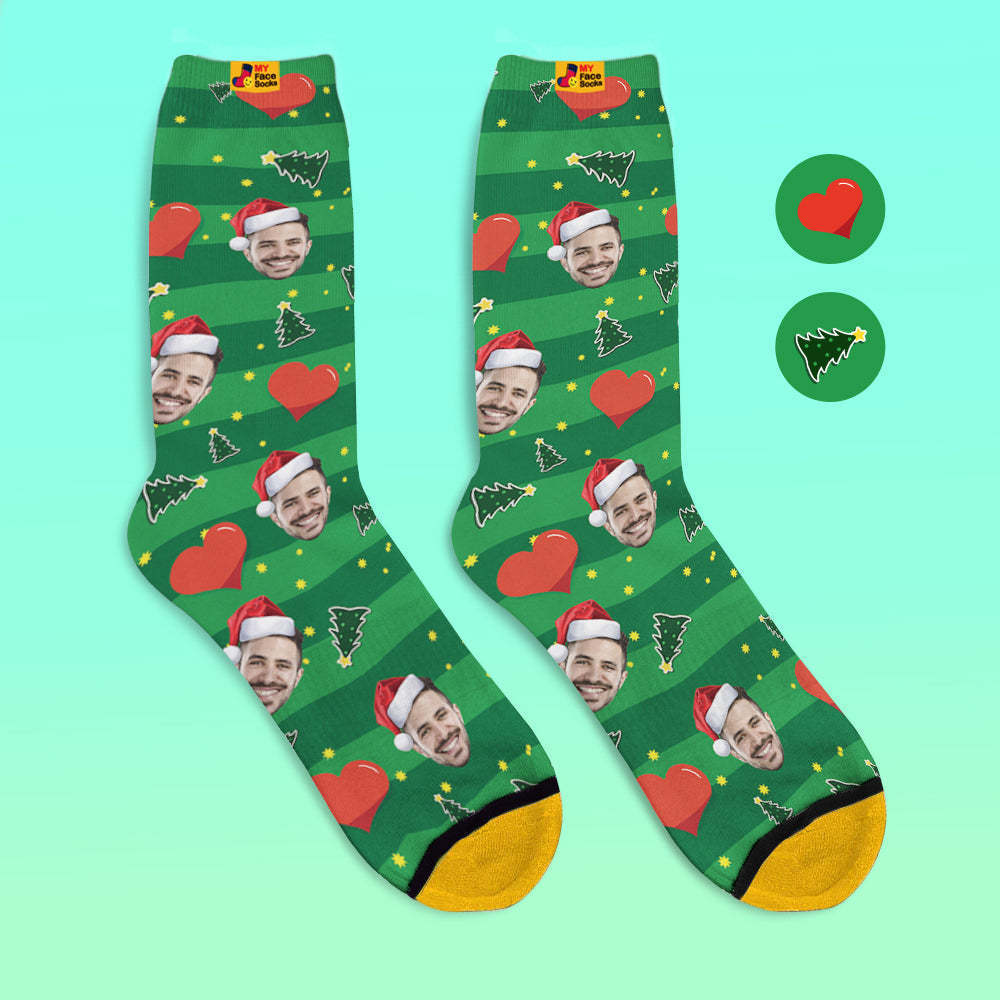 Calcetines Impresos Digitalmente En 3d Personalizados My Face Socks Agregue Imágenes Y Nombre - Christmas Heart - MyFaceSocksMX