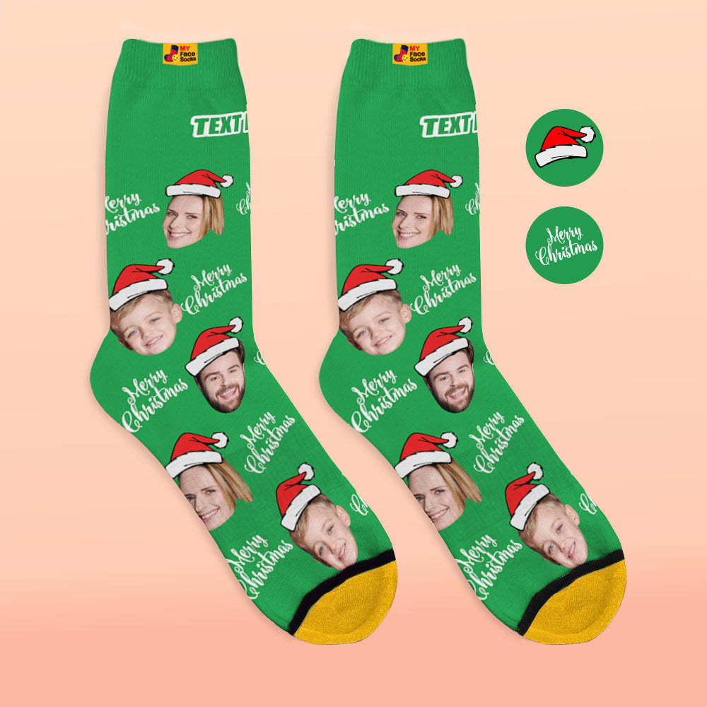 Calcetines Impresos Digitales 3d Personalizados Calcetines De Papá Noel Feliz Navidad - MyFaceSocksMX